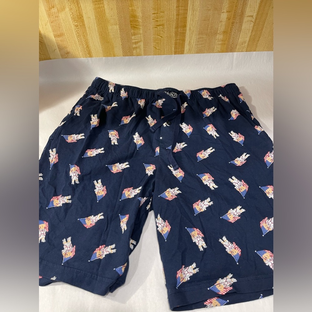 Polo Ralph Lauren Bear USA Flag Lounge Shorts AOP All Over Print Men's M - Picture 1 of 7